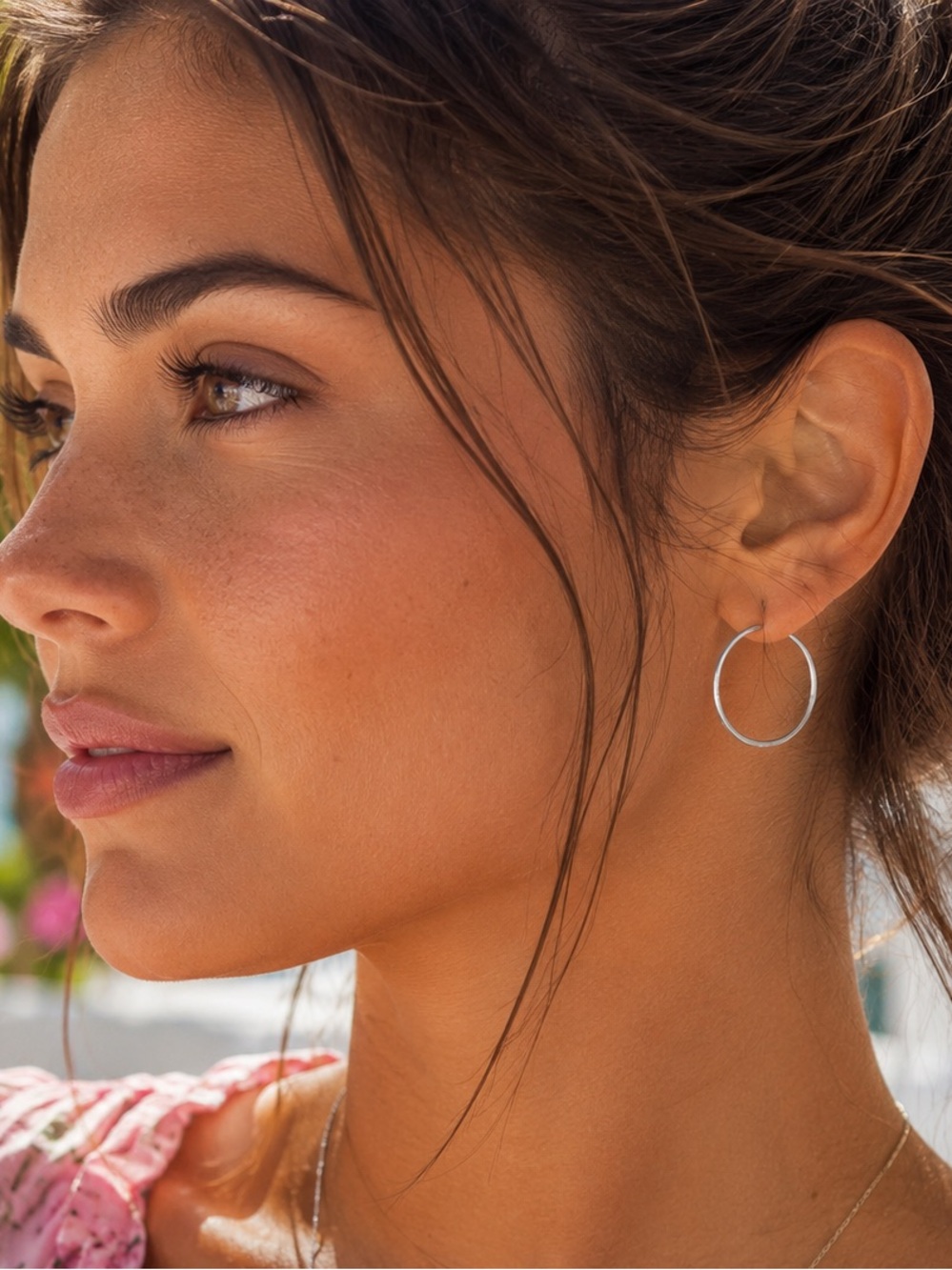 1” Sterling Silver Plated Hollow Hoop Earrings Infinity Closure